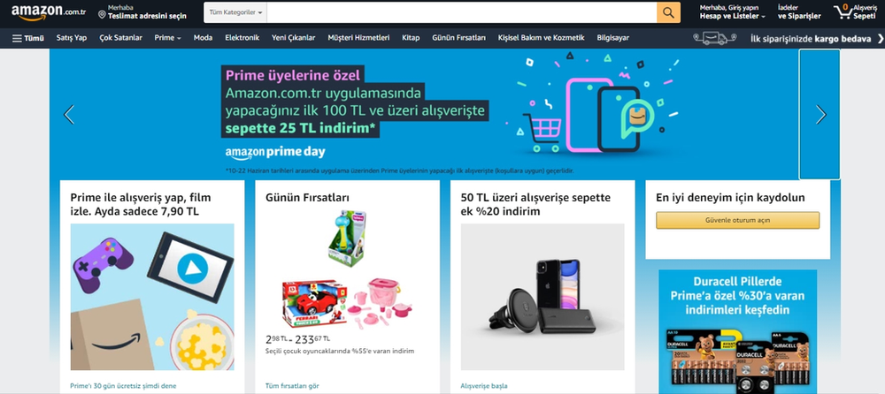 Amazon Türkiye alışveriş sitesi